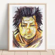 Yami Sukehiro Ballpoint Pen Print, Black Clover Art Poster