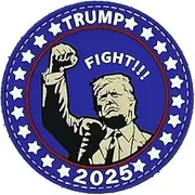 HECOO Trump Fight PVC Patch - Hook & Loop, 3" x 3" Size (Blue)