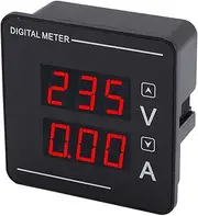 Volt Amp Meter, AC 500V 200A Digital Voltmeter Ammeter Panel, 0.39 Inches LED 2in1 Multimeter, Embed Installation, for 0-120A AC Voltage Current Meter, with Backlit LED Display