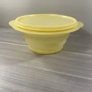 Tupperware Flat Out Collapsible Container 3 Cup Lemon Yellow New!