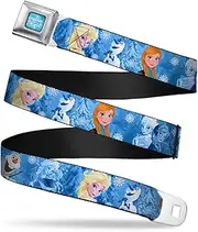 [Buckle-Down] Seatbelt Belt - Frozen Character Poses Blues - 1.0" Wide - 20-36 Inches in Length