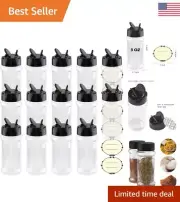 14 Pack of Clear Plastic Spice Jars with Shaker Lids and Labels - 3 oz Capacity