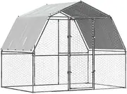 vidaXL Silver Galvanised Steel Chicken Cages with Roof - Outdoor Hen Coops, Lockable Door, Spacious Multi-Animal Enclosure 285x195x230cm
