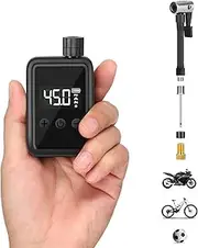 Bike Pump Electric Portable Bicycle Pump, 120 PSI Mini Tire Pump with Digital PSI Pressure Gauge, Tire Inflator Bike Air Pump Auto Shut-Off with Presta, Schrader Valve, 500mAh