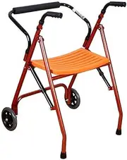 Walker, Lightweight Aluminum Folding Walker with Wheels, Adjustable Height, Bariatric Folding Walker with Durable Plastic Handles Little Surprise