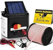 Giantz Fence Energiser 5km Solar Energizer Charger Electric Wire, Fencing Equipment, 0.15J Discharge Energy Lead Sealed Battery Panel 400m Polytape Width 12mm