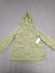 Old Navy Girls Hooded Jacket Size 2T Olive Green Zip & Snap Front NWT