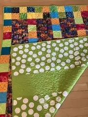 Handmade Multi Color Cat patchwork print charm blocks 55" X 72"