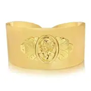 18K Gold Bracelet, Cameo Golden Bangle, Yellow Gold