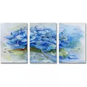 3 Set of Blue Hydrangea Floral Art Print 100% Australian Made 3 x 40x60cm (Stretched)