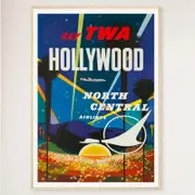 Galrie Hollywood Vintage Travel Poster Retro Art Print of Iconic Hollywood Glamour Art, Wood Frame, A2 42 x 60cm (16 x 24inch)