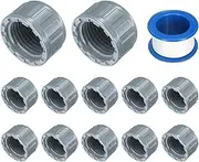 uxcell 12Pcs 1/2 Inch PT Female Thread PVC Pipe Fitting Cap, Cleanout Water Drain End Caps, Pipe Plug Socket Fittings with Tape for Water Heater Supply Lines, Plumbing, Gray