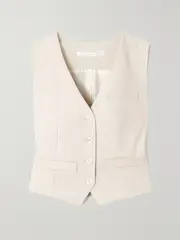 [Veronica Beard] Veronica Beard - Bennett Linen-blend Twill Vest - Off-white - US10 US 10 Off-white