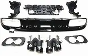 TDTAPN Rear Bumper Diffuser Lip Splitter Compatible for Mercedes Benz C Class W205 AMG Sedan 2015-2021 Compatible for C43 Style Exhaust Muffler Pipe