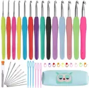 Crochet Hooks Set Clover Amour Steel Pastel 14 Pcs Ergonomic Easy Grip Bright.
