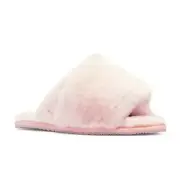 NEW Sorel Women's US Size 7 Sorel Go - Mail Run Faux Fur Slippers, Peach , NWB