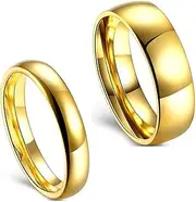 ZJPOJPH 2 pieces stainless steel penis ring glans ring set metal cock rings penis glans intimate jewelry foreskin glans rings erotic bondage for men couples(Gold- Breite:4mm/6mm Ø23mm)