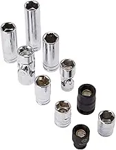 GEARWRENCH 1/4 and 3/8-inch Drive 6 Point Socket 10-Pieces Set, 12 mm Size, Black, 80576