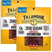 Tillamook Country Smoker ZERO SUGAR ORIGINAL Beef Jerky 2.2oz 2 Bags