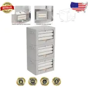 3-Pack Stackable Storage Bins with Clear Window - Foldable Linen Organizers
