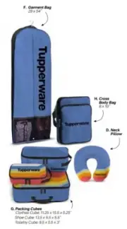 Tupperware 2020 Award Logo Travel Set Garment Crossbody Bag Cube Neck Pillow New