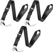 uxcell 3-Pack Breakaway Lanyard for Keys, Black 1" Wide Keychain Long ID Badges Neck Lanyard Strap with Quick Release Buckle for Man/Woman/Girls/Teacher, ID Holder Folder