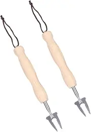 KICHOUSE 2pcs Telescopic Barbecue Fork Skewers Grilling Handle Outdoor Roasting Serving Forks Extendable Barbecue Skewer Food Skewer BBQ Skewer Versatile Meat Fork Camping Fork Wood