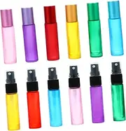 HONITANO 1 Set Gradient Color Frosted Glass Massage Roller Bottles Essential Oil Perfume Containers with Oxidized Caps Leak Portable Design for Travel Organization