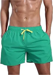 [Generic] Men Running Shorts,Fashion Beach Shorts Men's Swim Trunks Quick Dry Beach Shorts with Zipper Pockets