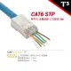 【美國T3】Cat6 / 6A 穿透式水晶頭 STP 金屬遮蔽 內接地 50入(網路線 / 水晶頭 / 金屬頭 / 鐵殼)