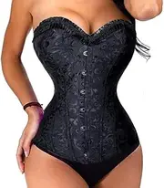 [XolngYYeng] Sexy Lace up Back Satin Boned Corset Bustier with G-String
