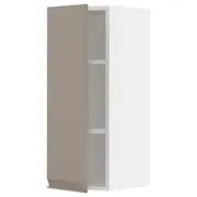 METOD wall cabinet with shelves, white/Upplöv matt dark beige, 30x37x80 cm