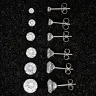 2-8mm Round Zirconia Stud Earrings Stainless Steel Ear Cartilage Helix Piercing