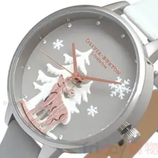 OLIVIA BURTON OB16AW02手錶 冬季仙境 雪地雄鹿 淺灰色環保錶帶 女錶