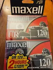 2 pack of Maxell Normal Bias UR 120 min Blank Audio Cassette Tape Sealed