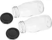 Cabilock Versatile Small Glass Bottles Caps Reusable Milk Bottles for Juice Yogurt Soy Milk Leakproof Containers