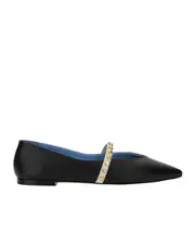 Alexander McQueen Pointed-Toe Embellished Flats 36,37,38,39,40 Black