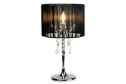 Venice Crystal Droplets Table Desk Lamp Chrome Base - Black String Shade