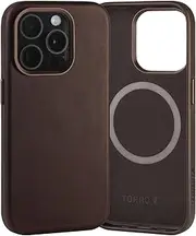 TORRO Case Compatible with iPhone 15 Pro – Premium Leather MagSafe Compatible, Slim Bumper Case (Dark Brown)