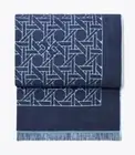 Tory Burch Basketweave Towel Reversible Navy 40x70 (New & Sealed)