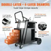 Welding Cart 2 Tier Heavy Duty Rolling Welder Cart with 4 Drawers and 265 LBS