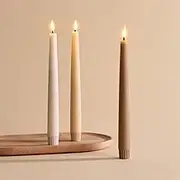 LampLust Battery Operated Candles with Remote, 9 Inch, 3 Pack Gradient Ivory Candlesticks, LED Candles Flickering Flameless Candles for Spring Home & Wedding Decor, Mantle Coffee Table & Shelf Décor