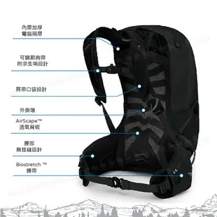 【OSPREY 美國 Talon 22 登山背包《消光黑S/M》20L】自助旅行/雙肩背包/行李背包