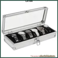 在飛比找蝦皮購物優惠-LATAN-6位鋁製手錶箱 6格插入槽珠寶手錶展示儲物盒案例