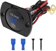 eMagTech LED Digital Voltmeter Waterproof Voltage Gauge Meter Battery Tester with Blue Light Digital Screen Touch Display Panel for 12V 24V Car Motorcycle RV SUV