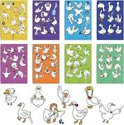 24 Pieces White Goose Make-a-face Stickers Pack Goose Make a face Stickers for Kids Make Your Own Stickers for Crafts Party Favors Goodie Bags Stuffers Decoration Reward,Decor