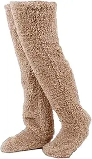 [yuksok] over Knee High Fuzzy Socks Winter Sleeping Socks Cozy Boot Socks Plush Slipper Stockings Slipper Socks for Living Room Office