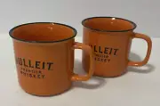 Bulleit Frontier Whiskey Ceramic Campfire Mule Coffee Mugs Orange Black Set of 2