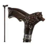 Wolf Head Handle Walking Cane Stick Hand Carved Wooden Walking Stick X_Mass A