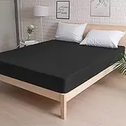FORCHEER Mattress Protector Waterproof Mattress Cover Hypoallergenic Fitted Sheet Bed Bug Proof Bed Cover with Elastic Band King,Black